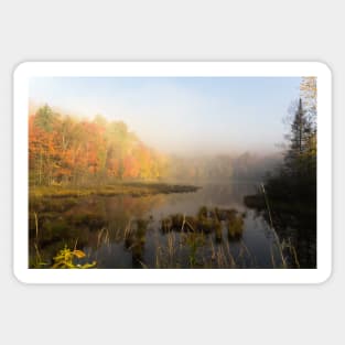 Early morning mist in fall - Mont Tremblant, QC Sticker